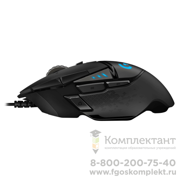 Мышь игровая Logitech G502 Hero (Герой)  черная, оптическая (Hero (Герой) 25K) , 100-25600dpi, 1мс, USB 2.1м, 11 кнопок (2 механика), RGB подсветка, утяжелители, под правую руку,